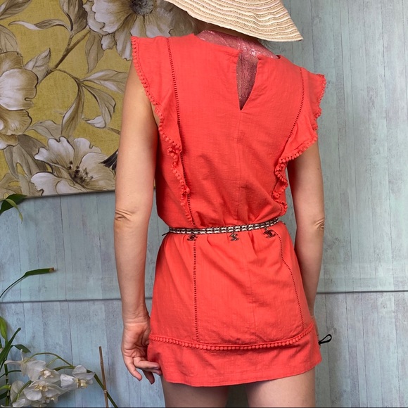The implacable pig mini dress or top linen orange - Picture 7 of 16